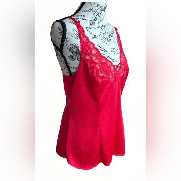 Vanity Fair Other - vintage 80 vanity fair red lace slip top women’s size 34
